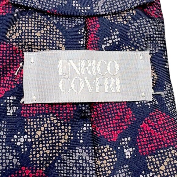 Enrico Coveri Mens Vintage Silk Dress Tie Made in Italy Abstract Floral 59" 3.5" - Picture 6 of 10